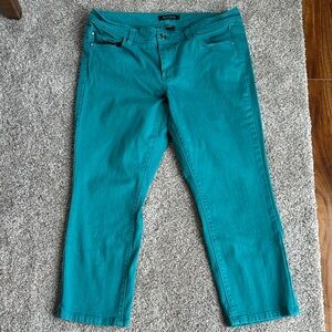 White House Black Market Teal Cropped Straight-Leg Pants
